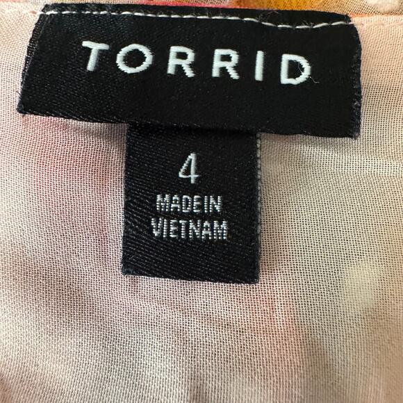 Torrid Colorful Chiffon Clip Dot Blouson Long Sleeve Blouse Size 4 - Picture 9 of 11